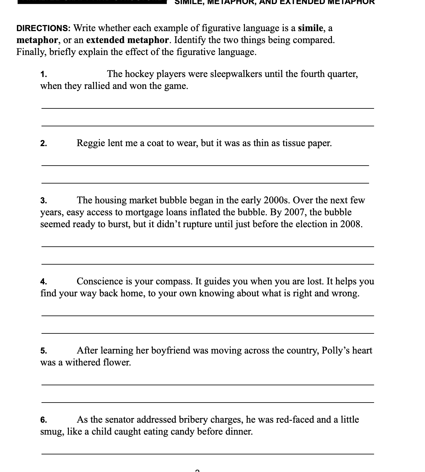 l DIRECTIONS: Write whether each example of