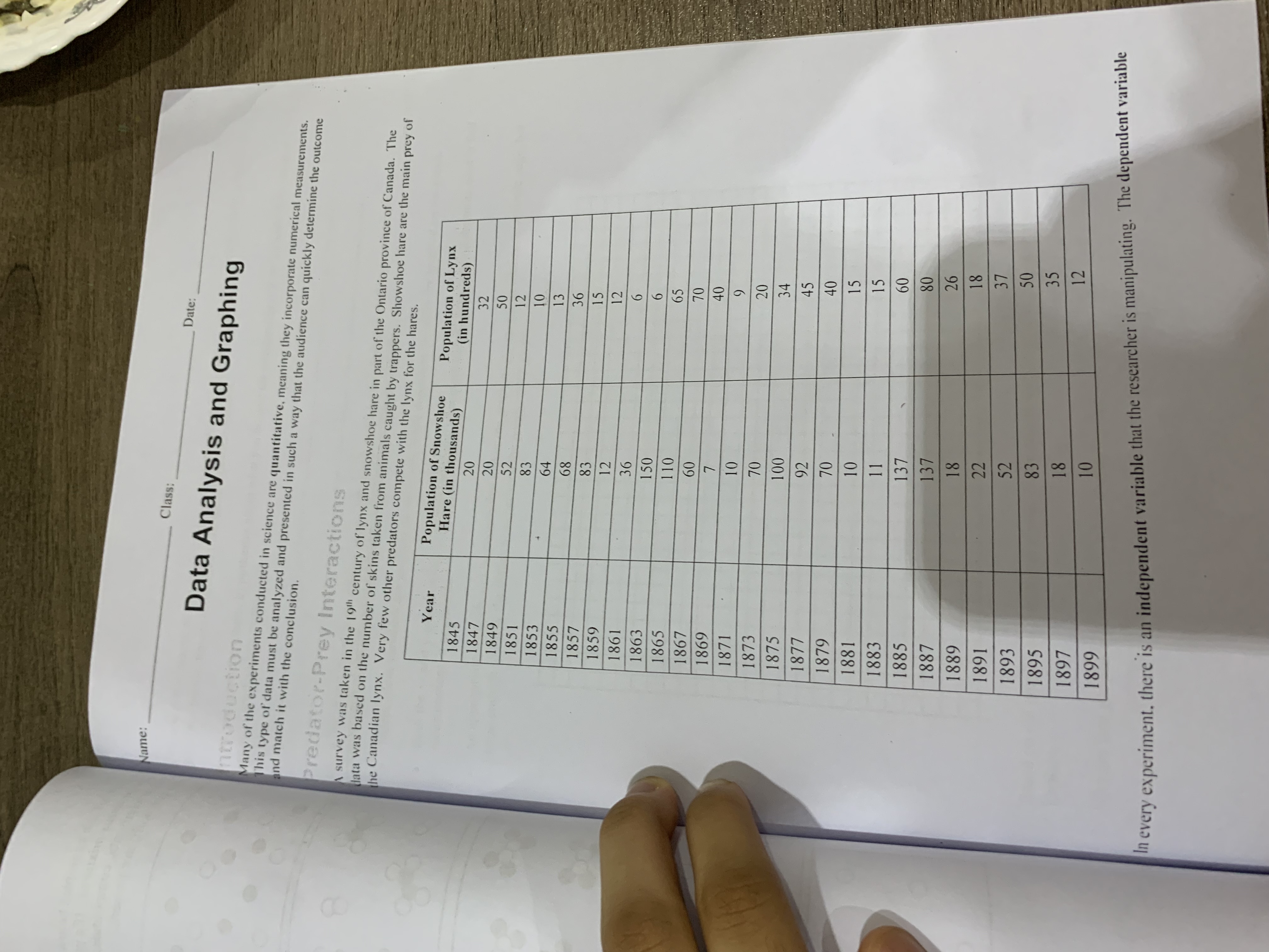 Name: Class: Date: Data Analysis and Graphing