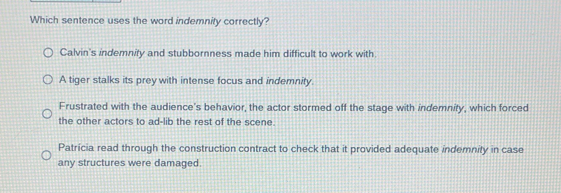 What answer is correct Which sentence uses the