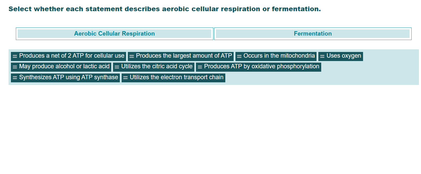 match Select whether each statement describes