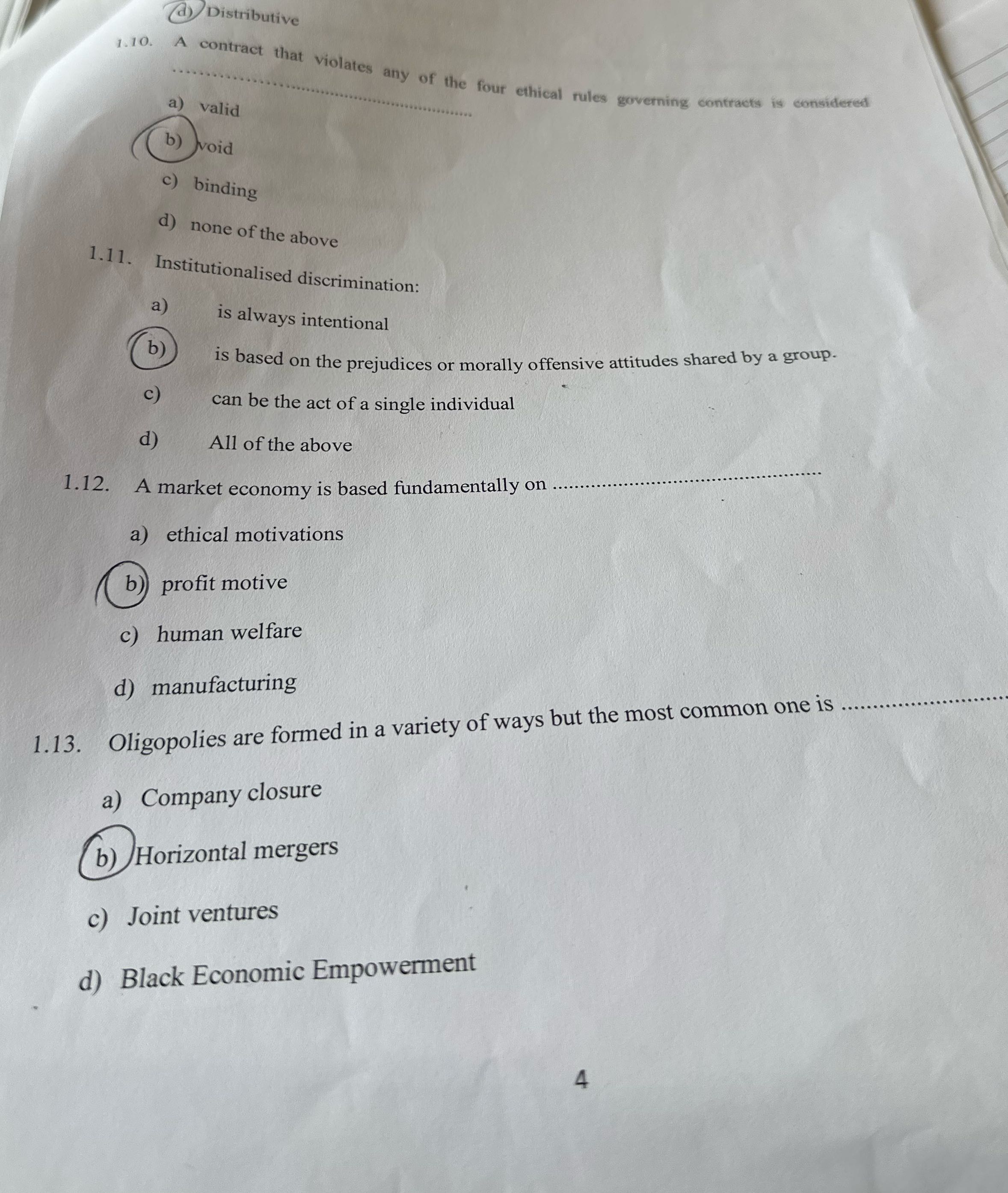 Choose the right answer d)/ Distributive 1.10.
