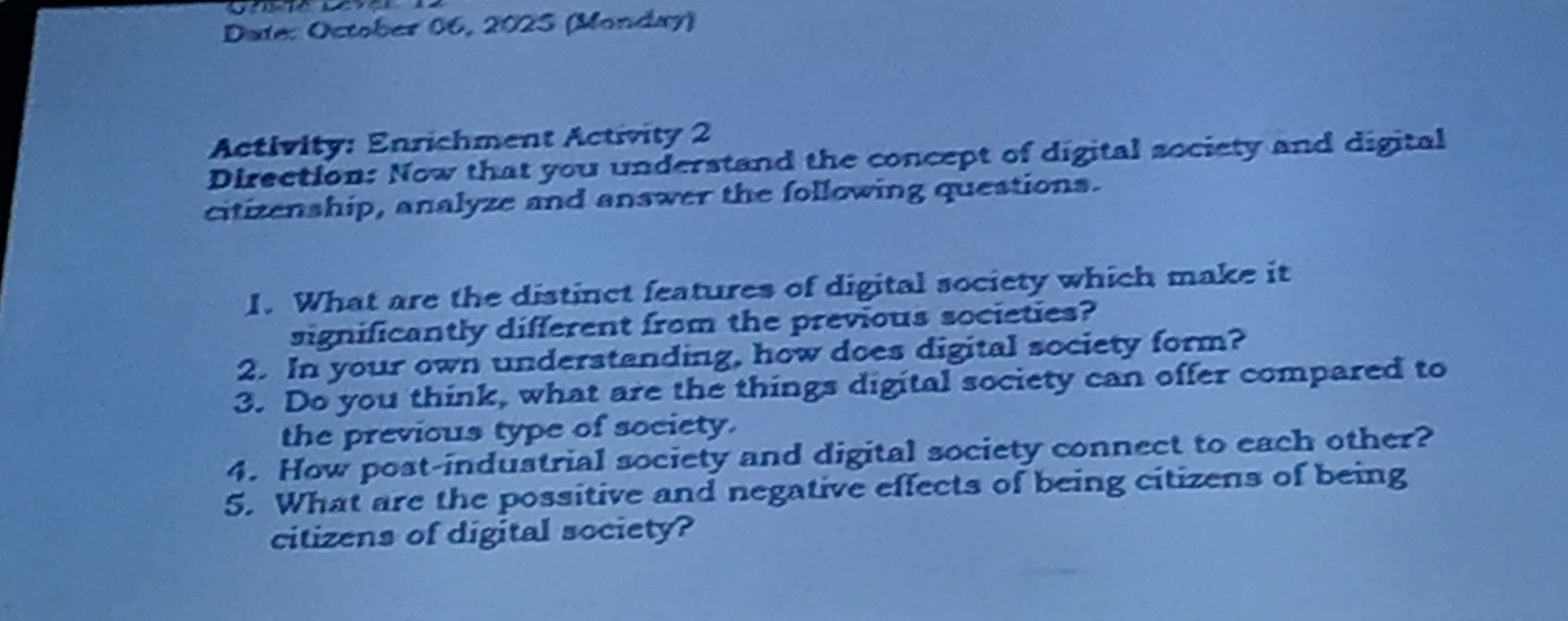 this use simple words Date, October 06, 2025