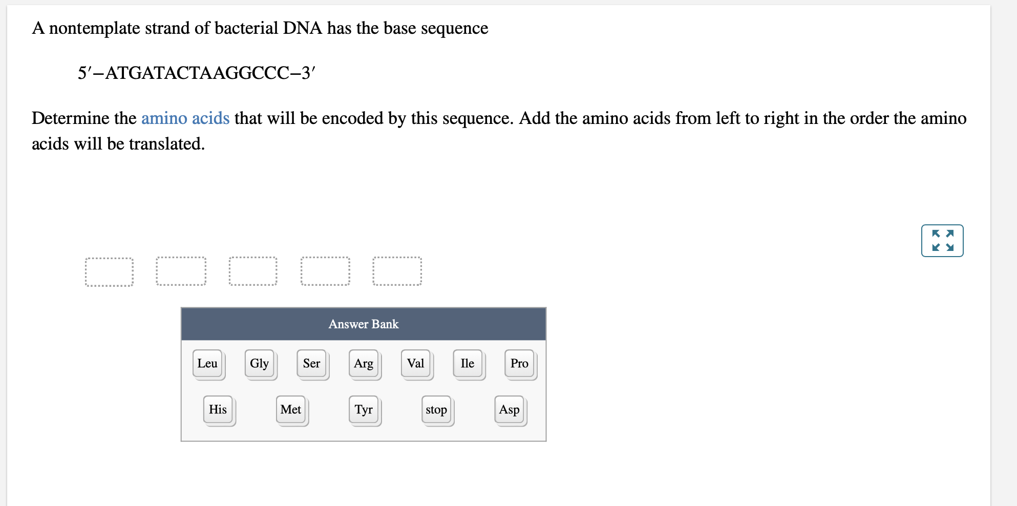 determine the amino acid sequence A nontemplate
