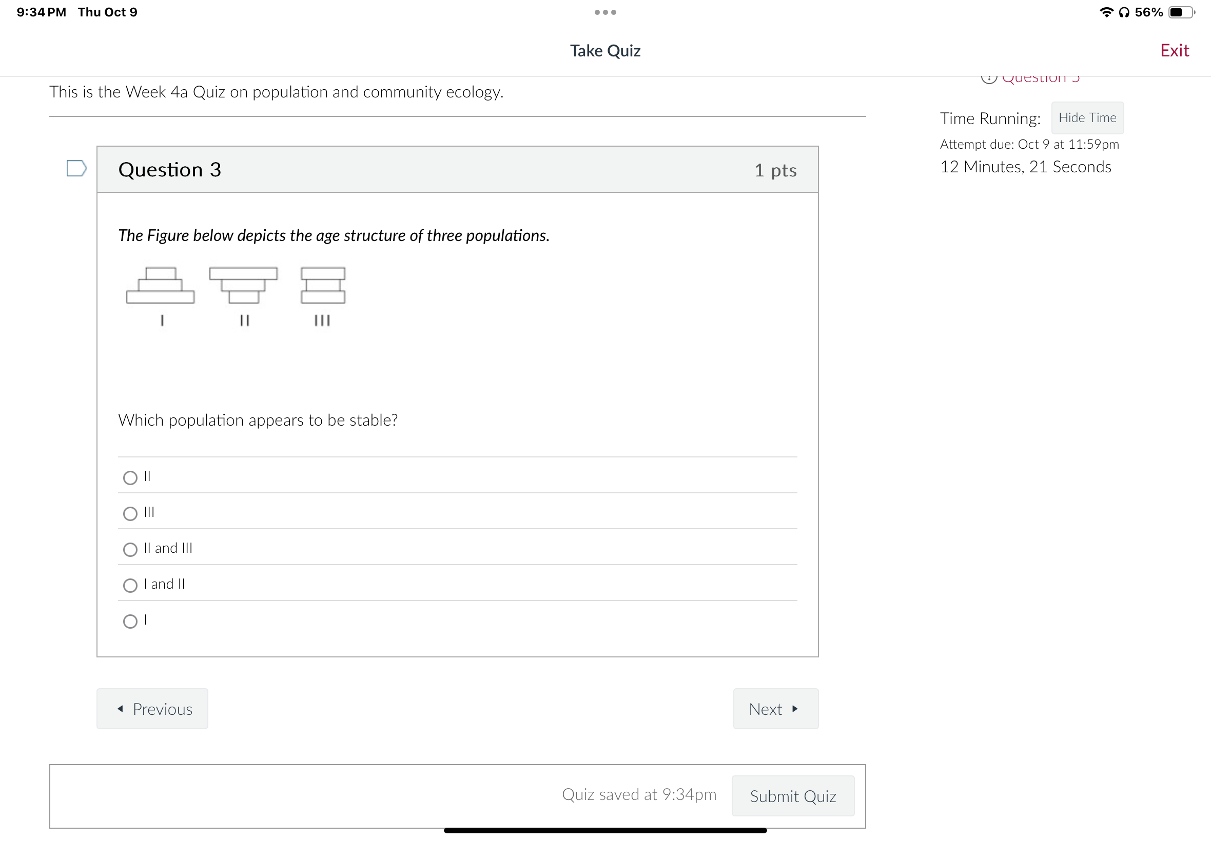 Thu Oct . . . 56% Take Quiz Exit QUESTION J This