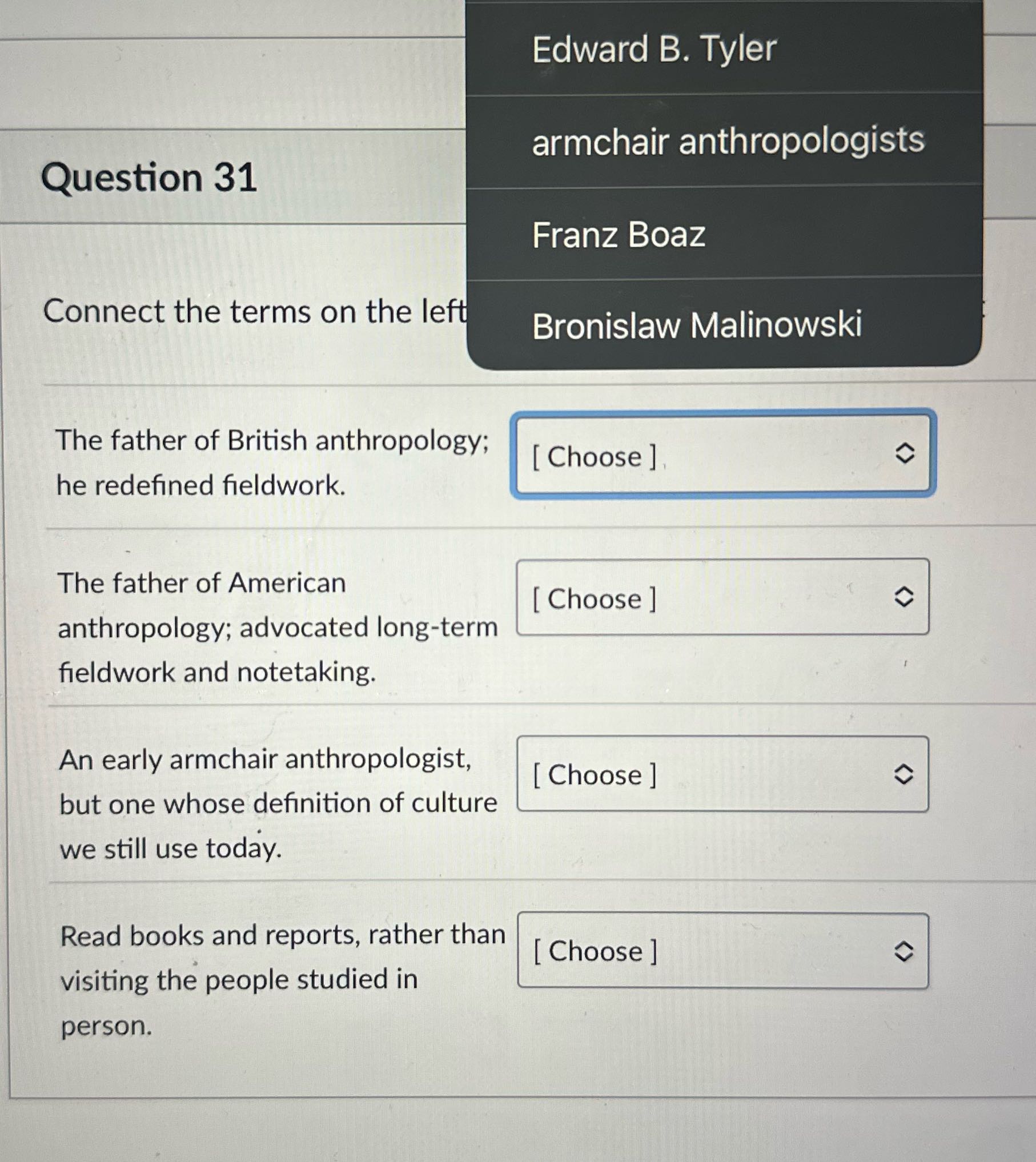 Connect term on left with matching name on right