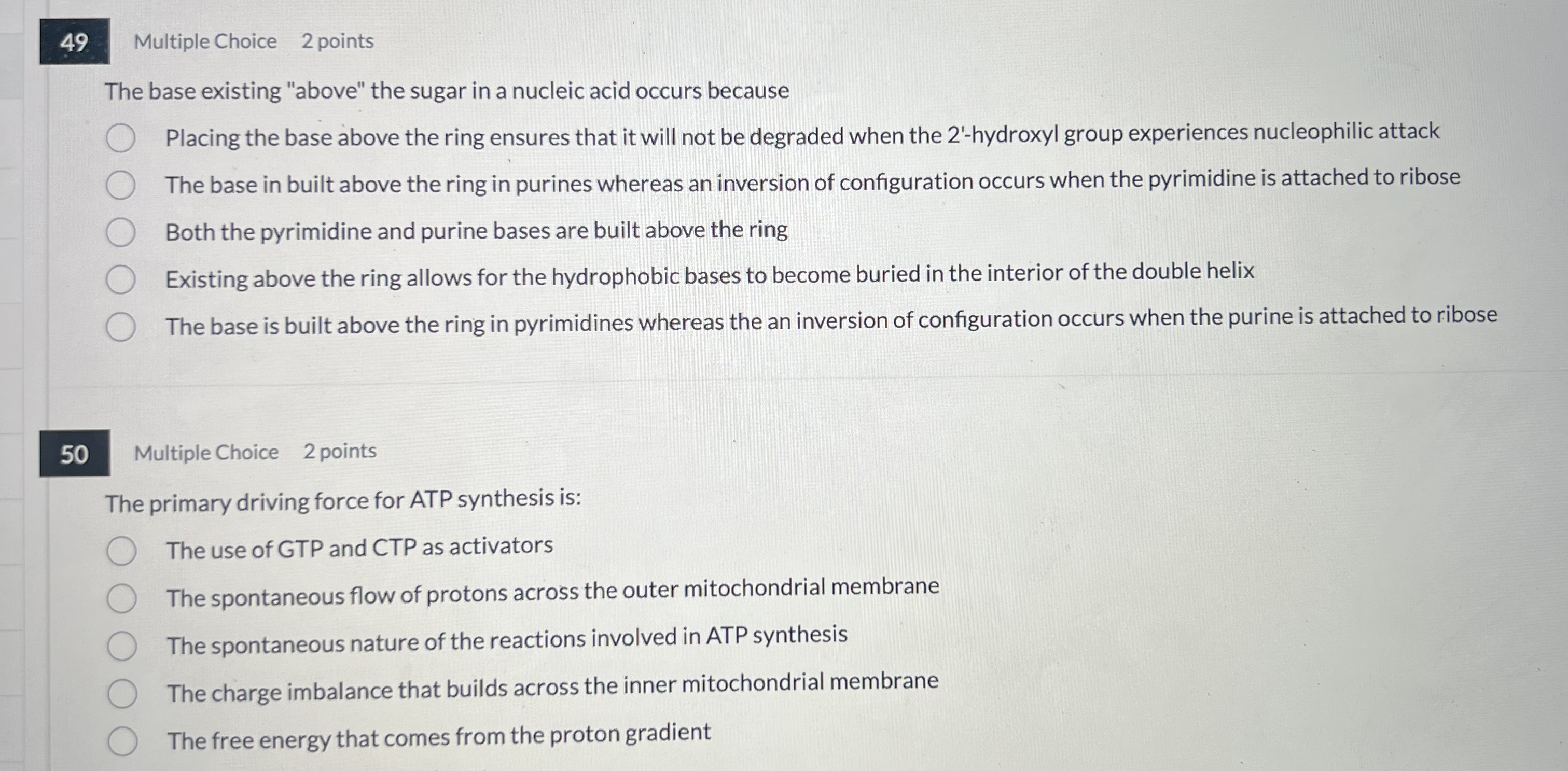45 Multiple Choice 2 points The reaction