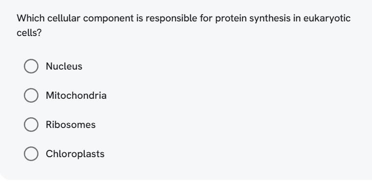 which is correct Which cellular component is