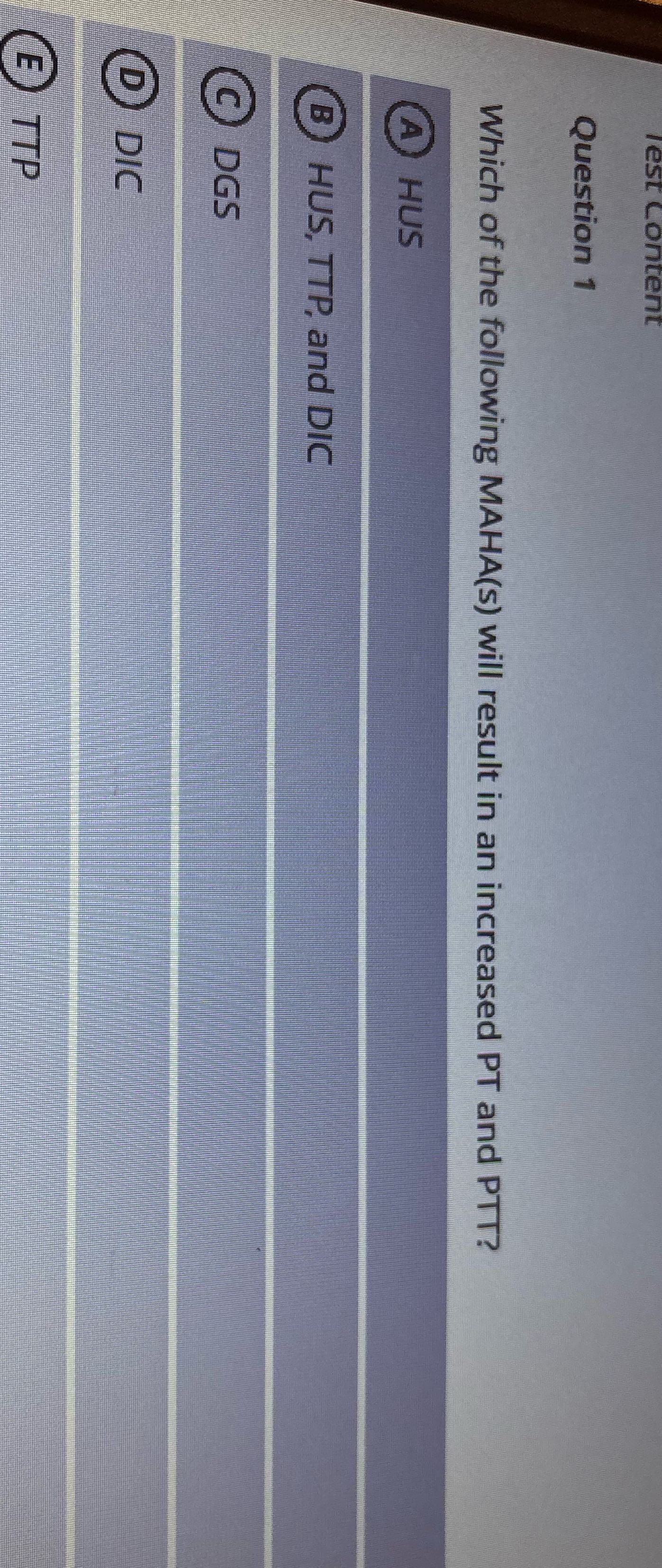 P Test Content Question 1 Which of the following