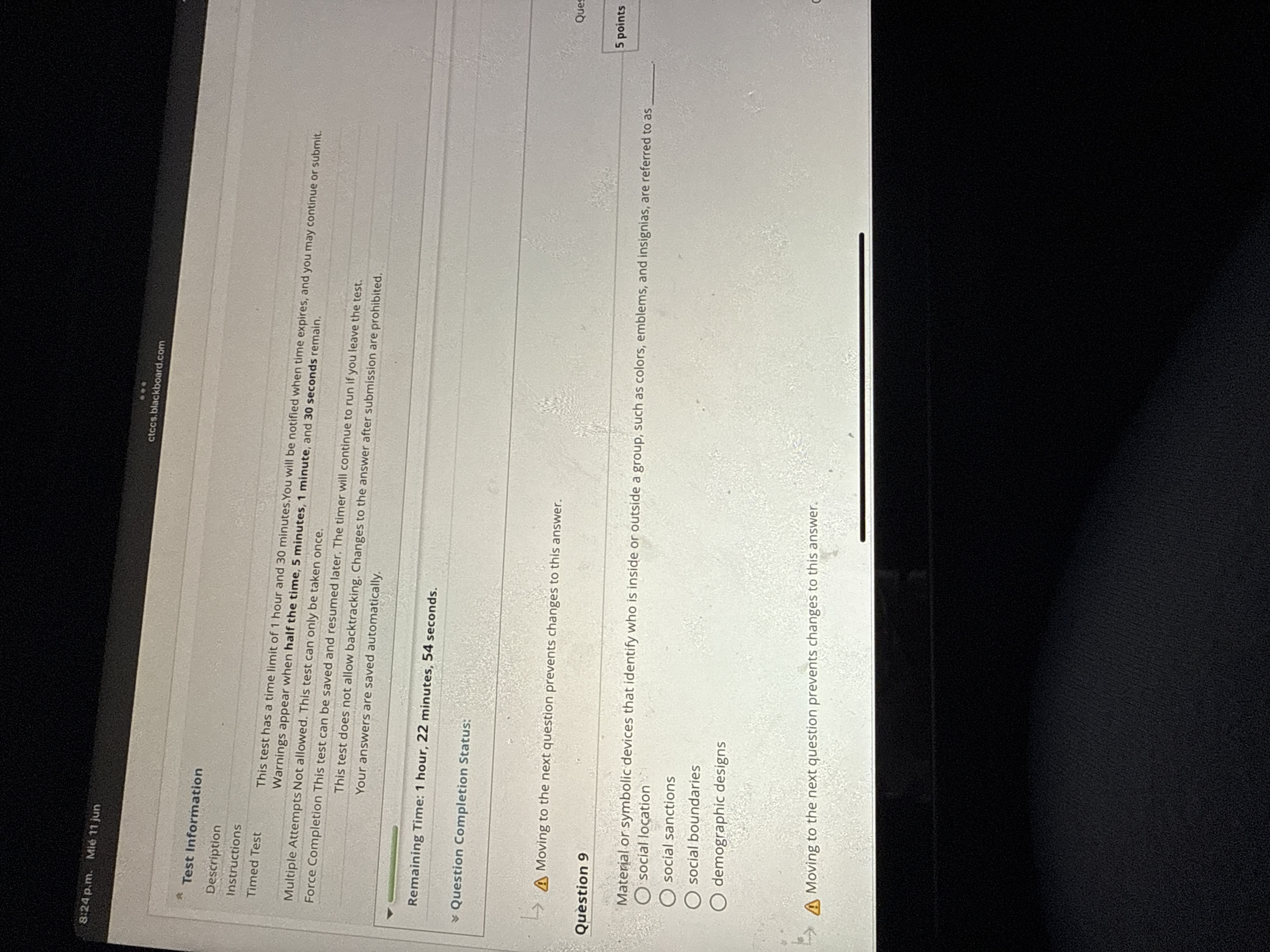 J 8:24 p.m. Mie 11 jun ctccs,blackboard.com Test