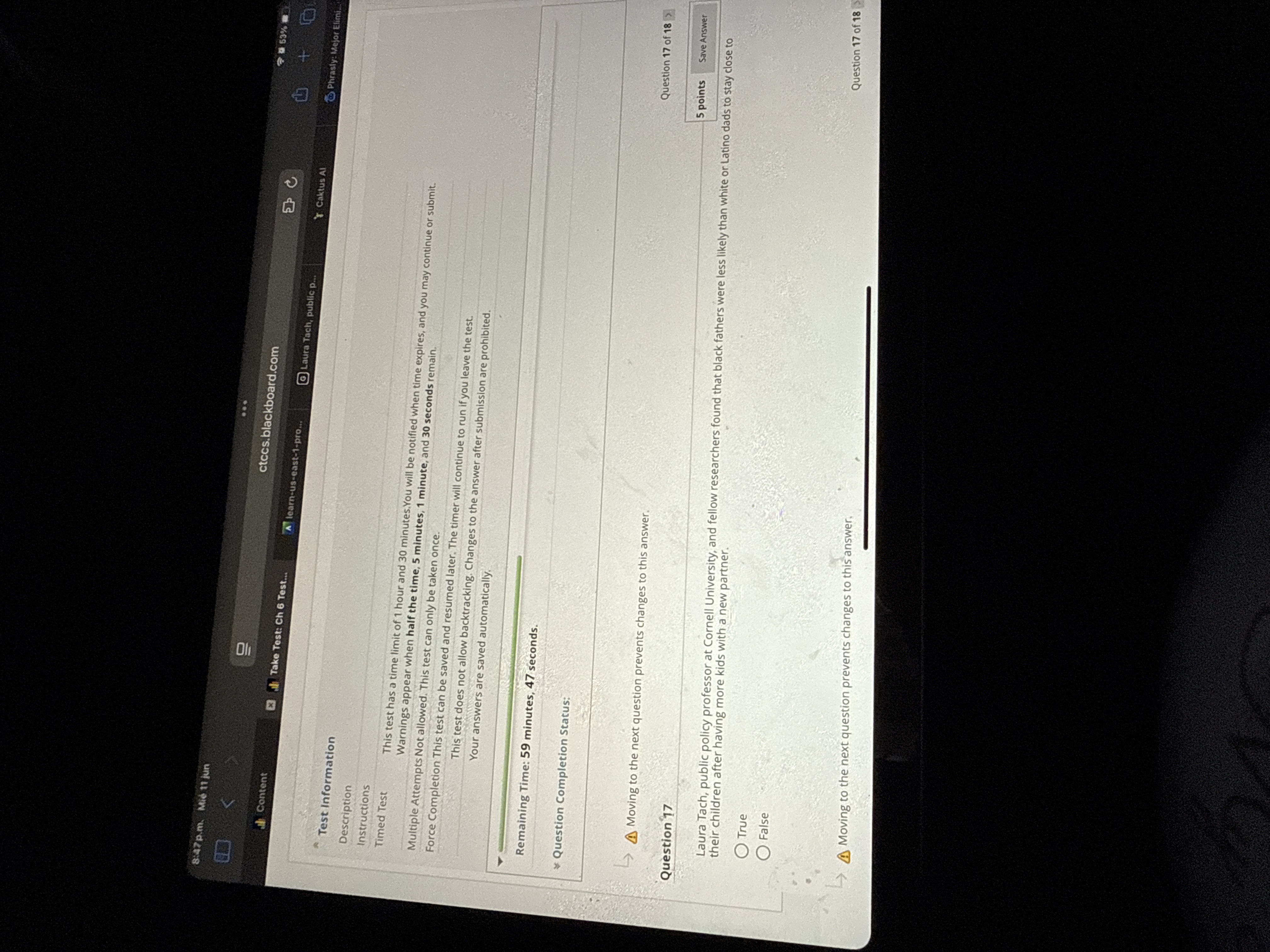 J 8:47p.m. Mid 11 jun 1 53% ctccs.blackboard.com