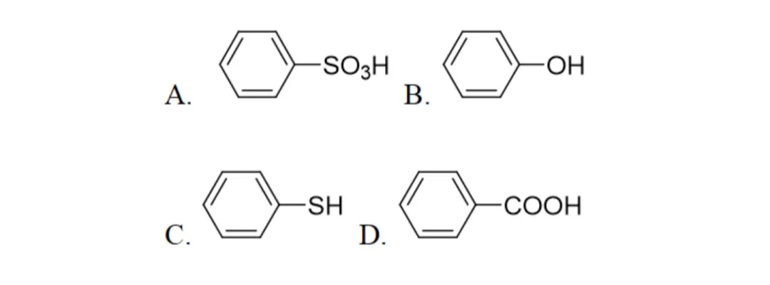 Which compound below has the weakest acidity? A.