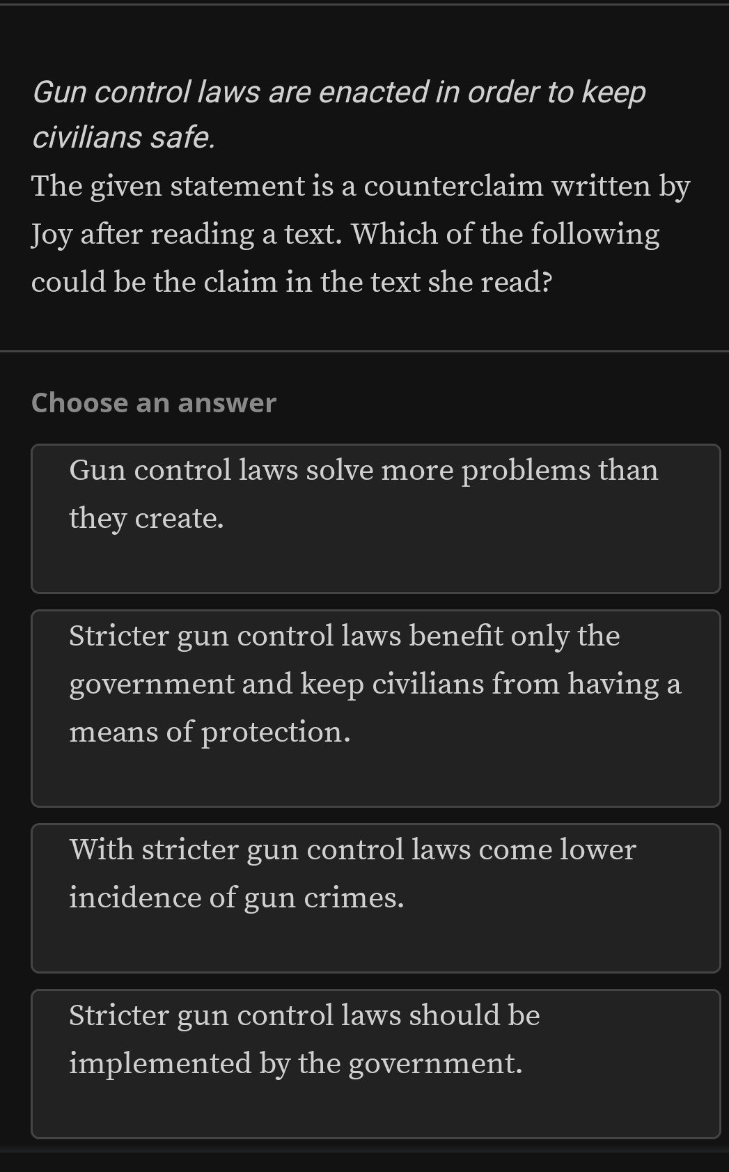 Pls answer it correctly Gun control laws are