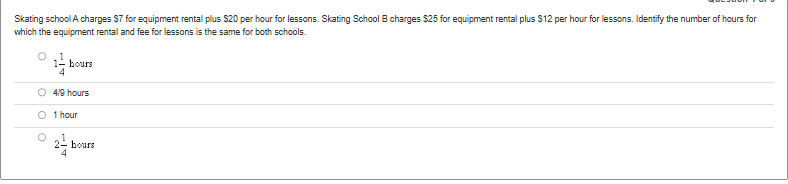 this correctly Skating school A charges $7 for