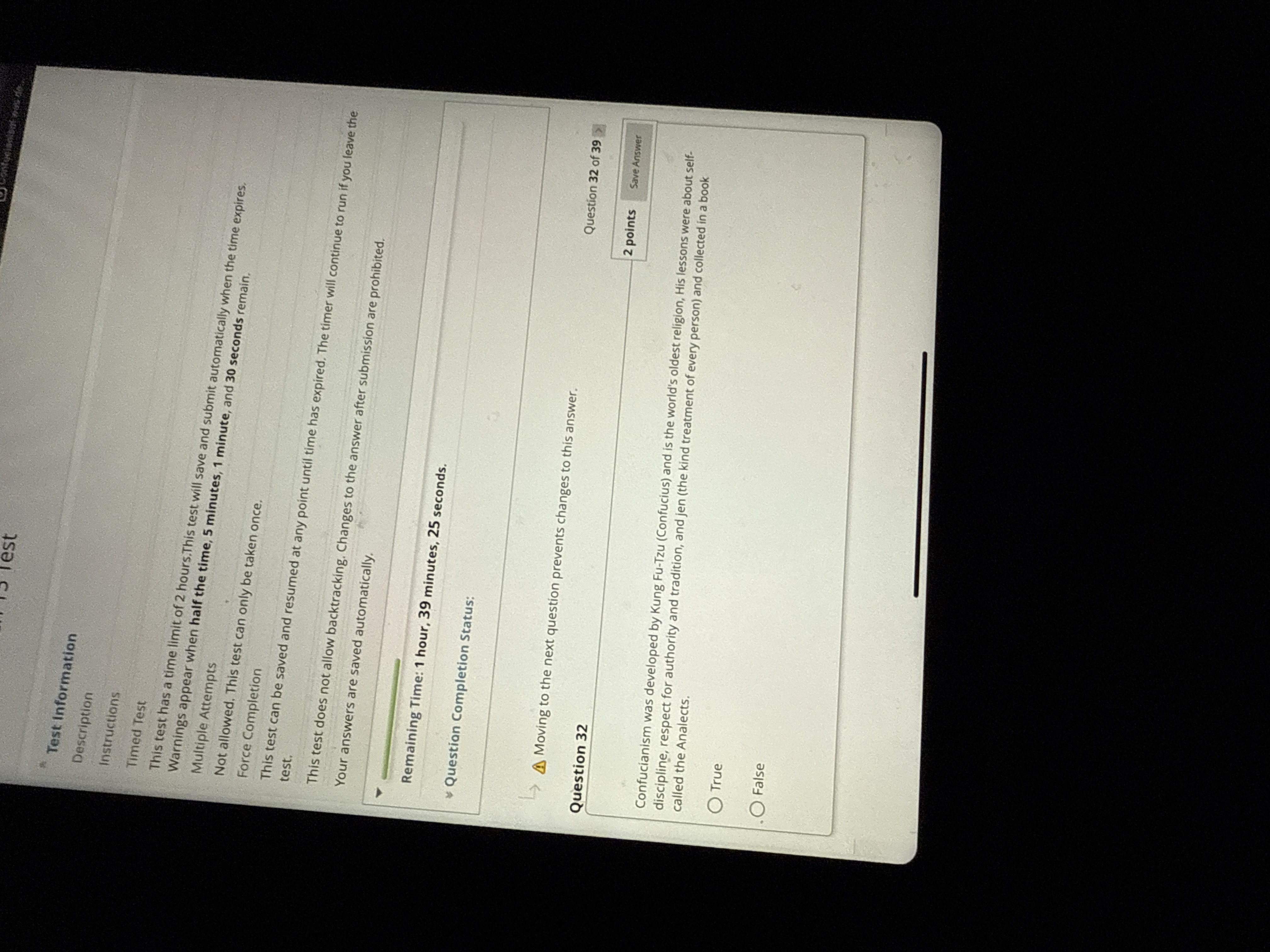 I Test Test Information Description Instructions