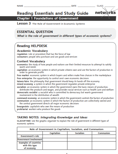fill it in NAME DATE CLASS Reading Essentials and
