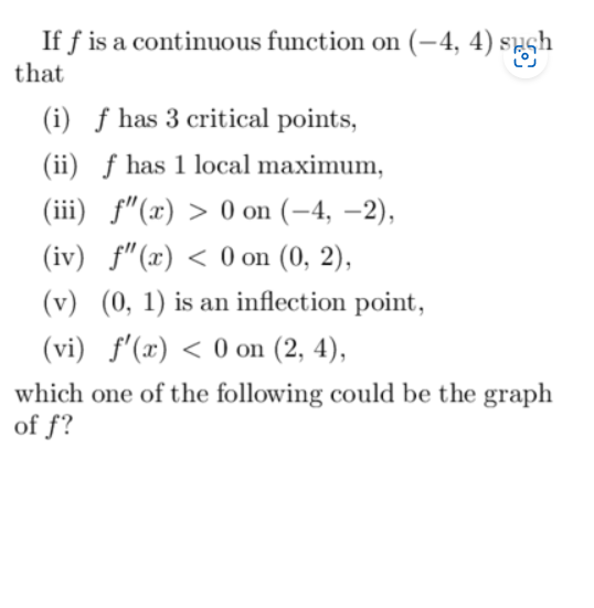 If f is a continuous function on (-4, 4) sush