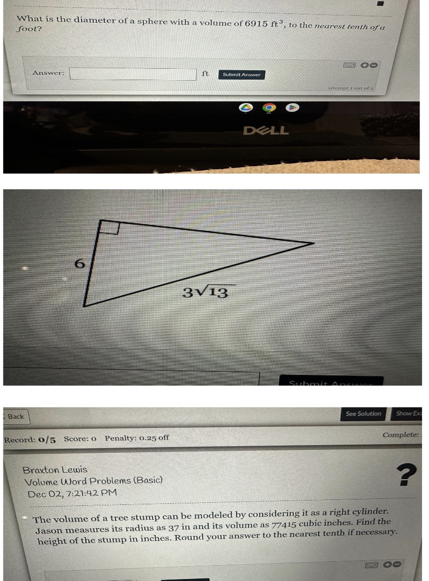 foot? What is the diameter of a sphere with a