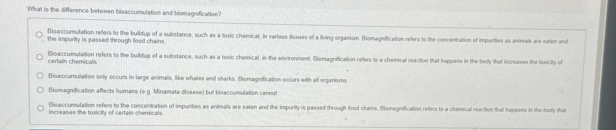 What is the difference between bioaccumulation