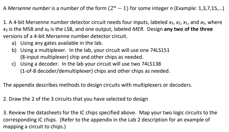 A Mersenne number is a number of the form (2 1)