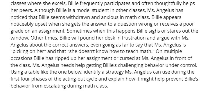 classes where she excels, Billie frequently