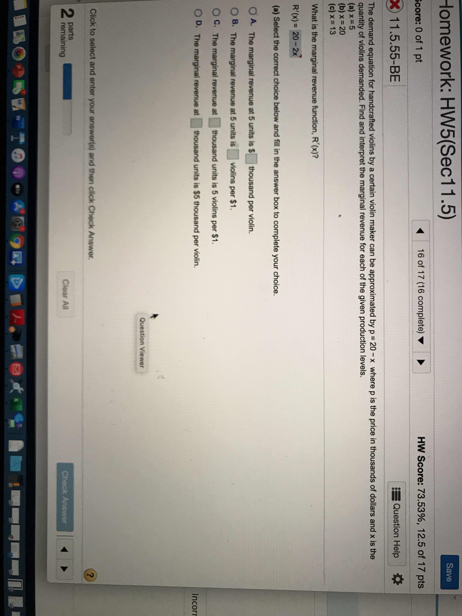 Homework: HW5(Sec11.5) Save score: 0 of 1 pt 16