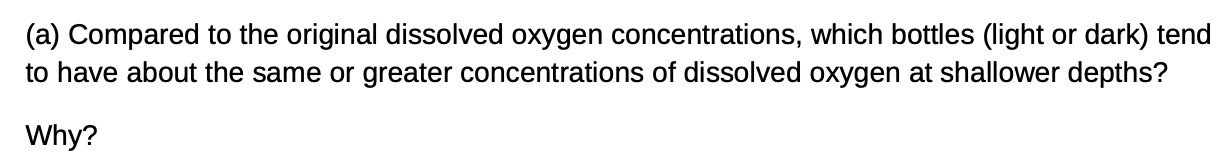 (a) Compared to the original dissolved oxygen