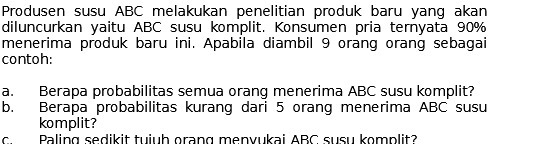 Produsen susu ABC melakukan penelitian produk