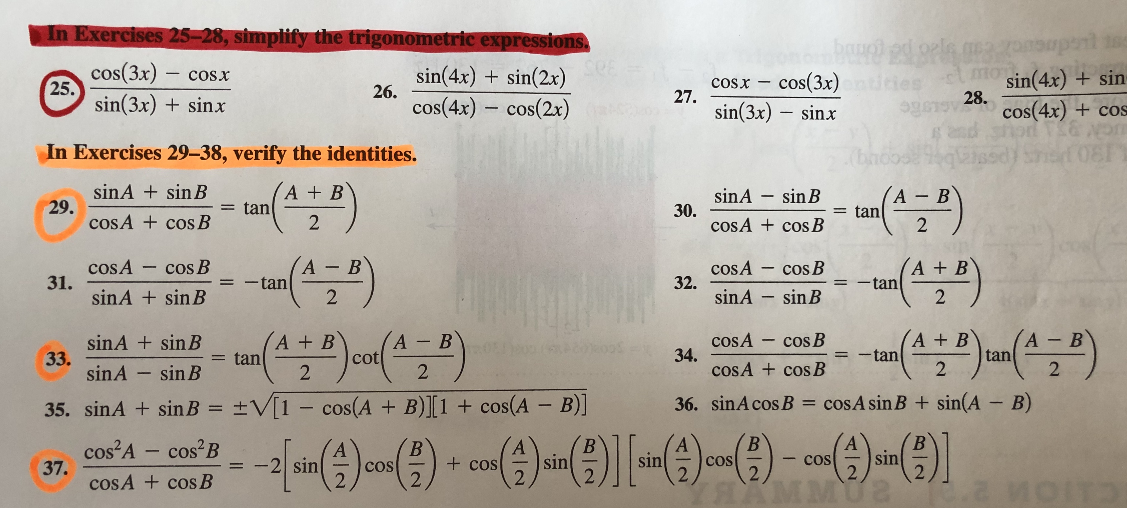 In Exercises 25-28, simplify the trigonometric