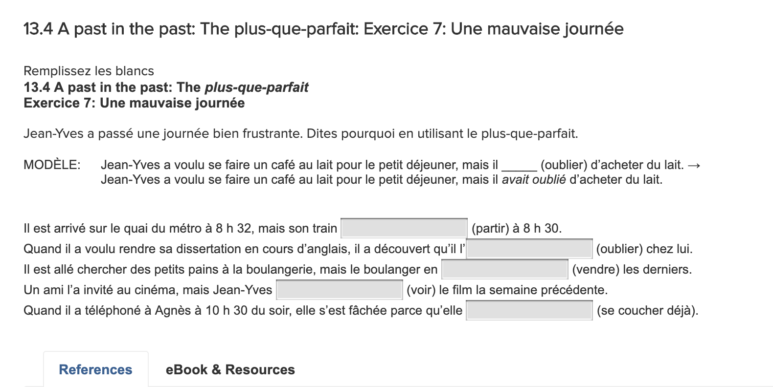 Please help me fill in the following french