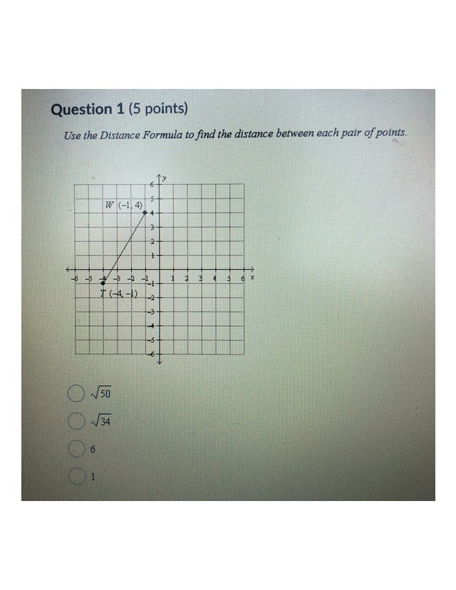 Use the Distance Formula to find the distance