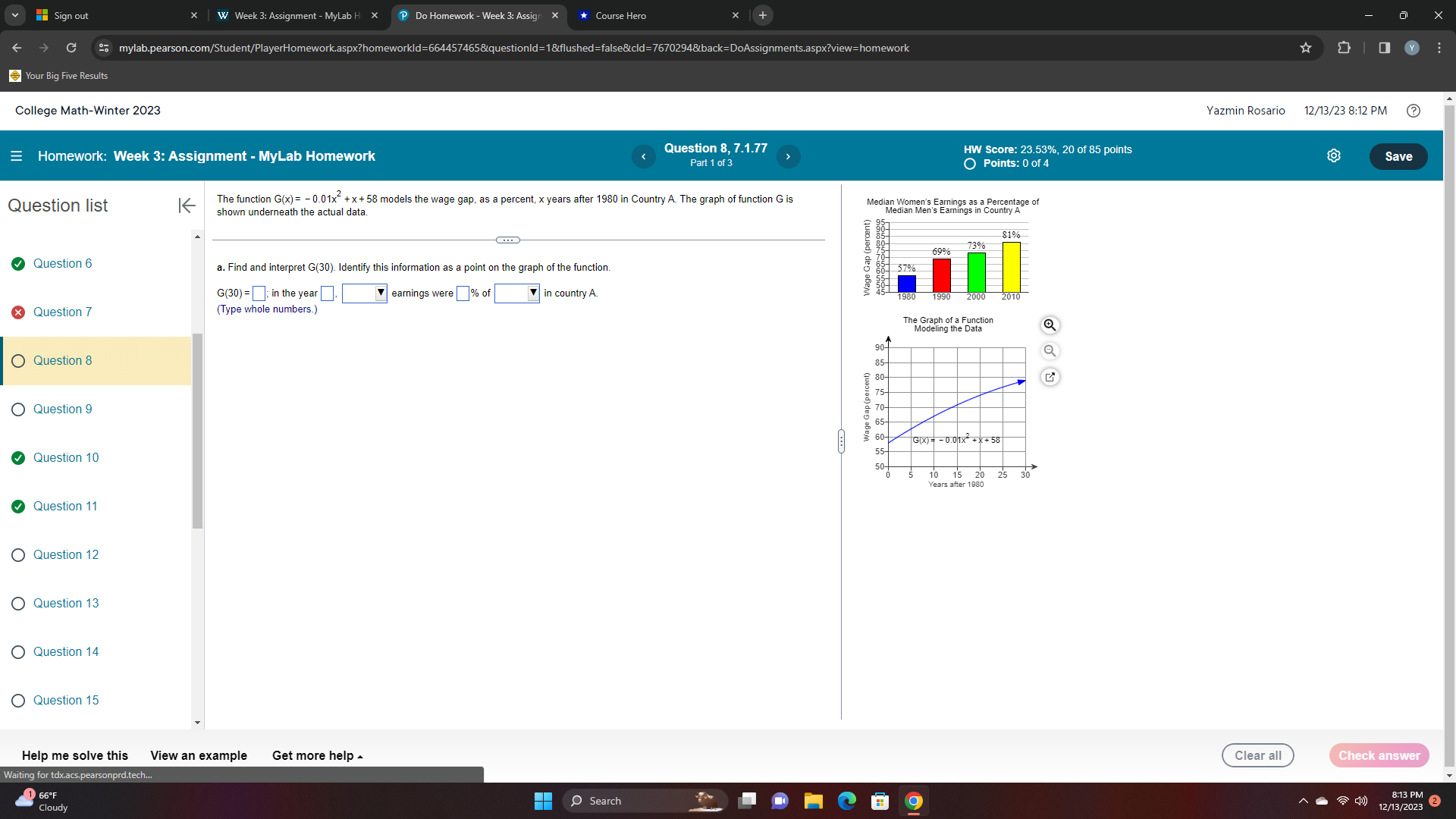 v Sign out X W Week 3: Assignment - MyLab H X Do