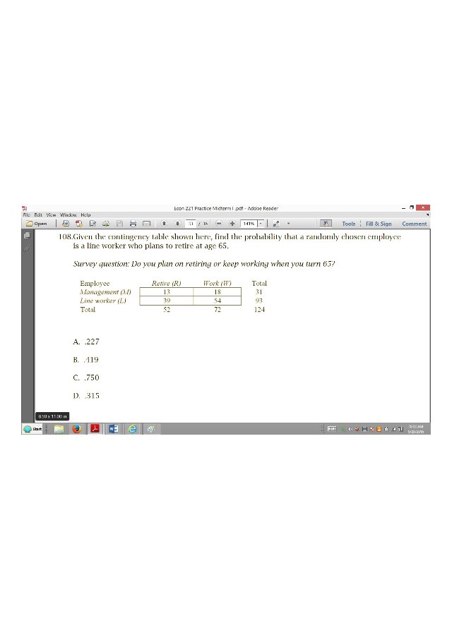 108. Given the contingency table shown here, find