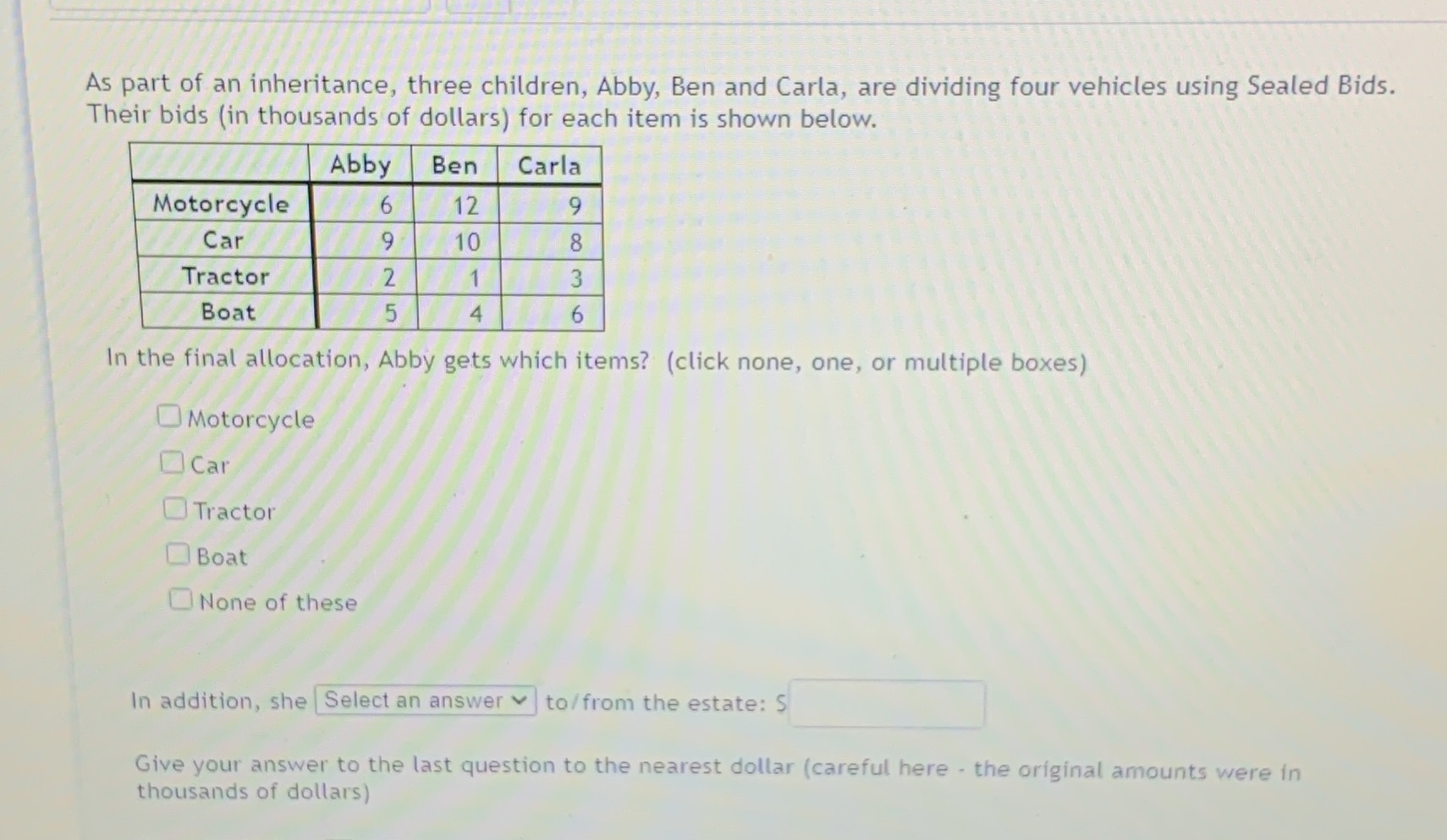 As part of an inheritance, three children, Abby,