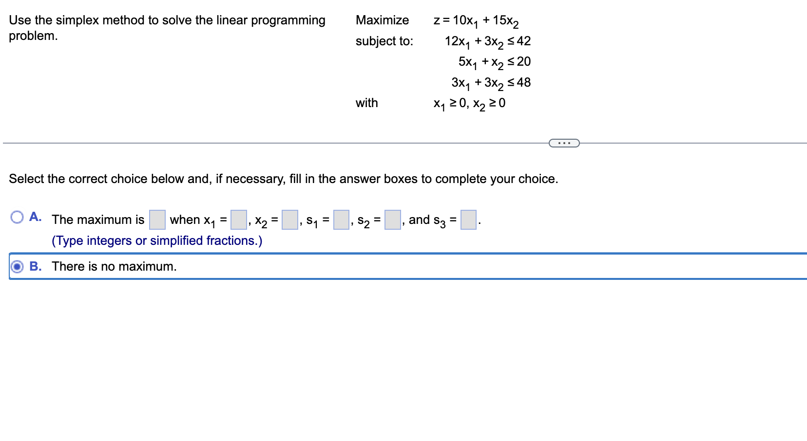 1. Set up the following for solution by the