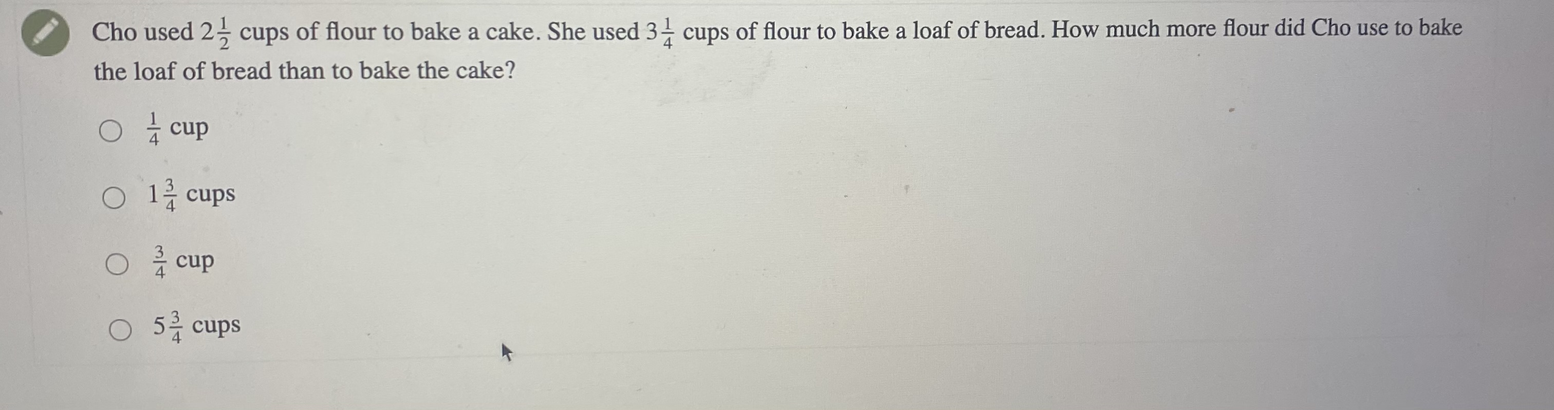 Cho used 25 cups of flour to bake a cake. She