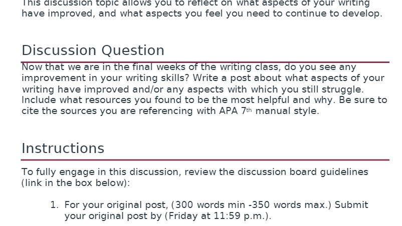 | IS discussion topic allows you to refiect on