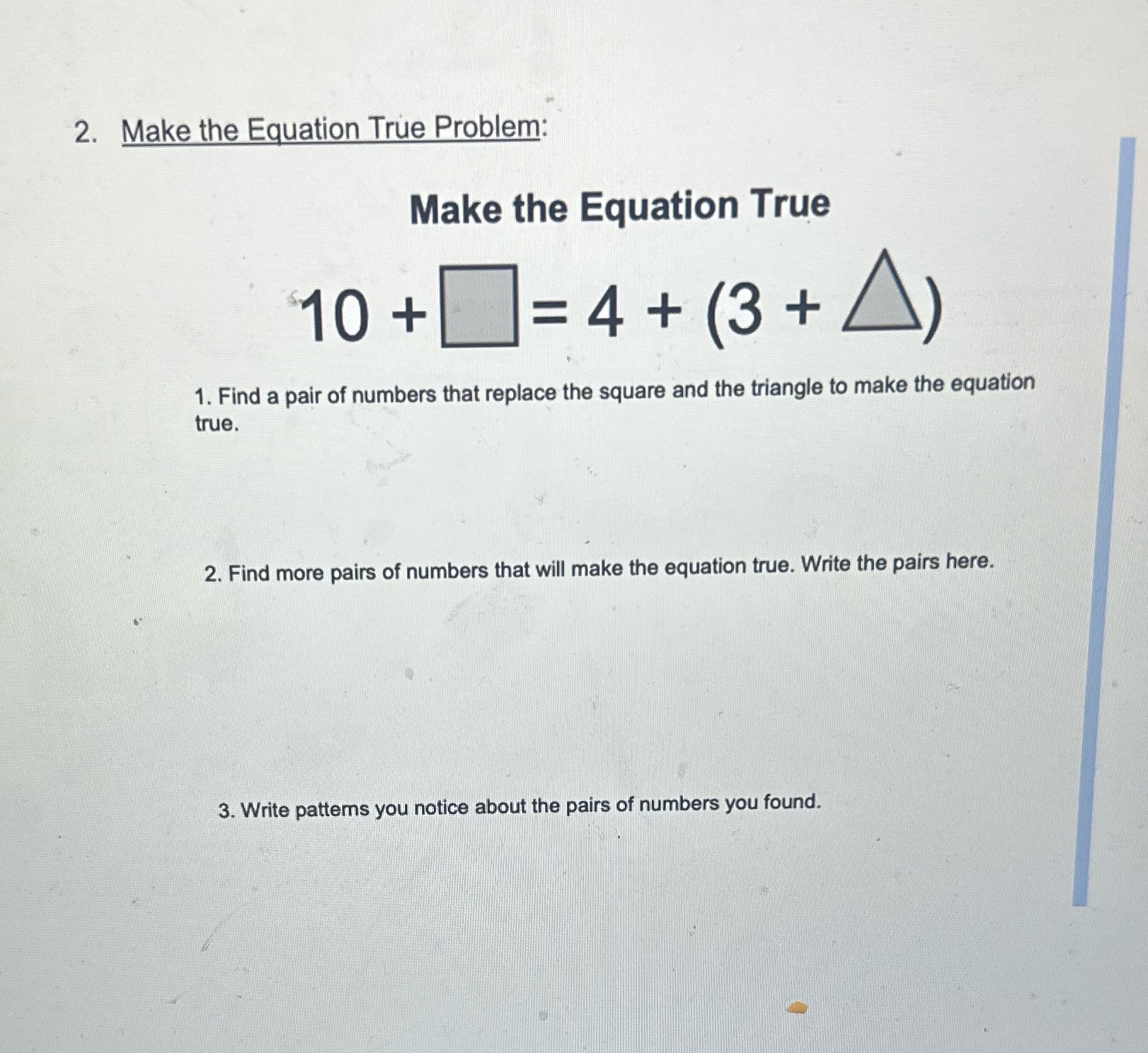 2. Make the Equation True Problem: Make the