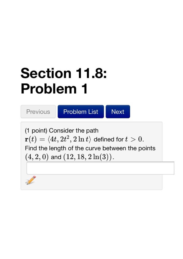 Consider the path r(t)=4t,2t2,2lnt r(t)=(4t,