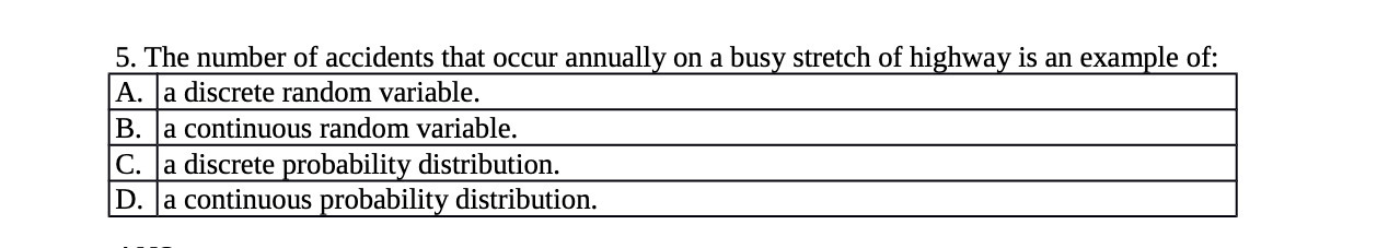 5. The number of accidents that occur annually on