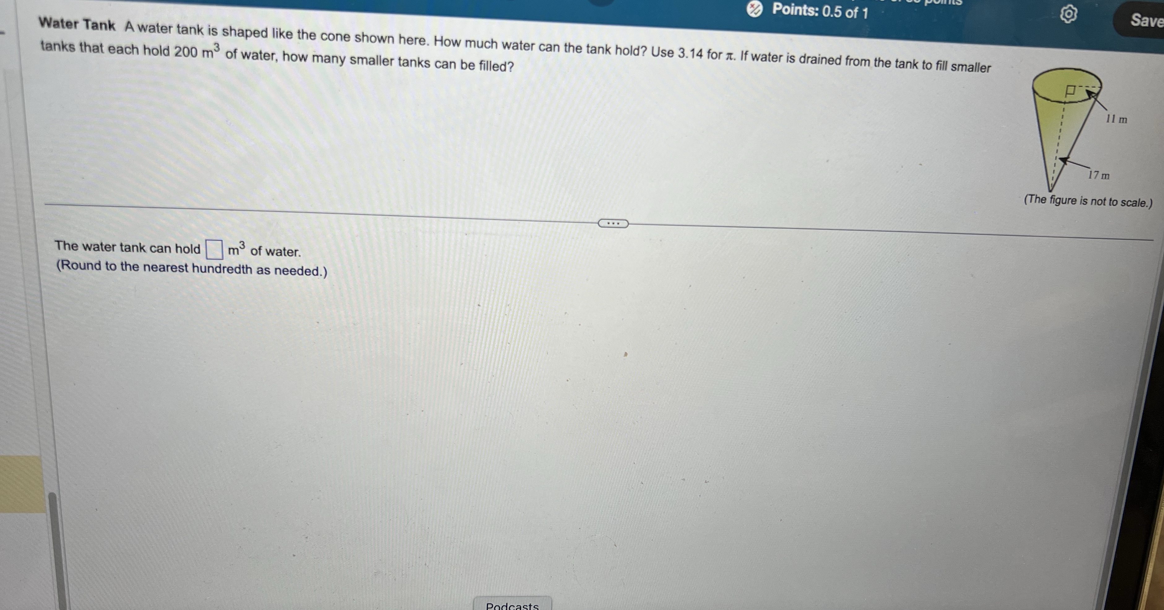 Points: 0.5 of 1 CO Save Water Tank A water tank