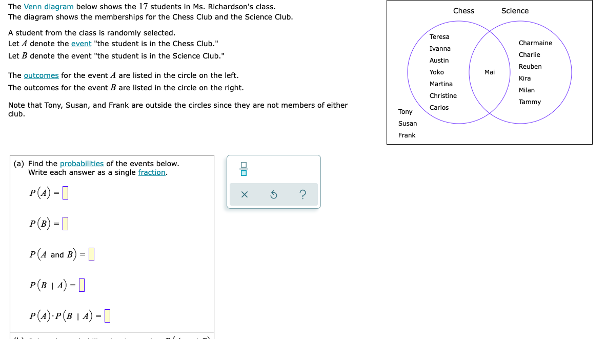 stats and prob The Venn diagram below shows the