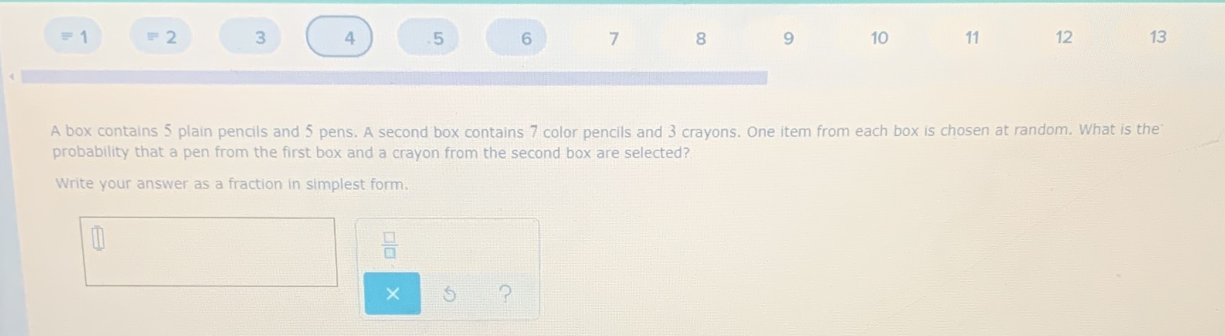 = 1 =2 3 5 6 7 8 9 10 11 12 13 A box contains $