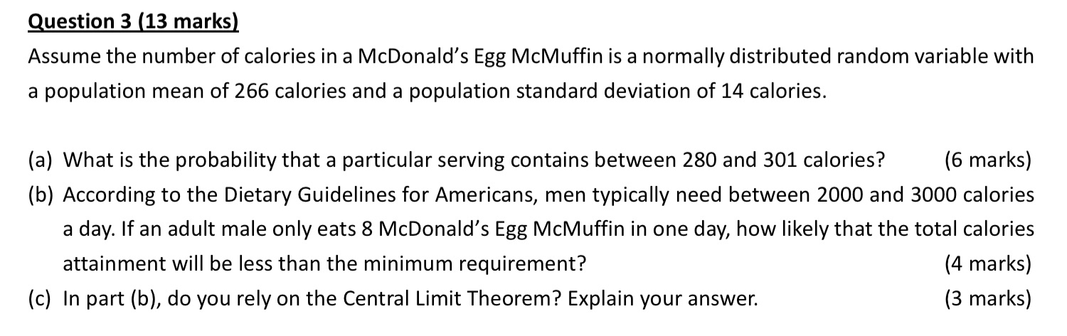 Question 3 (13 marks) Assume the number of