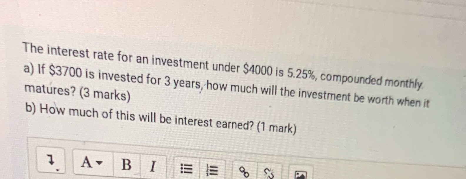 The interest rate for an investment under $4000