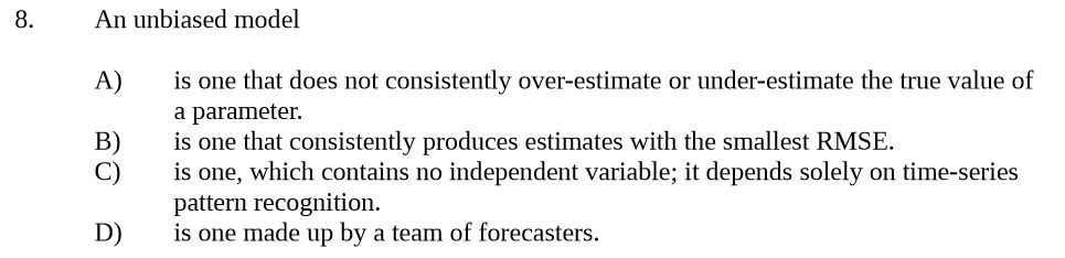 An unbiased model A) is one that does not