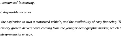.Consumers' increasing, 2. disposable incomes the