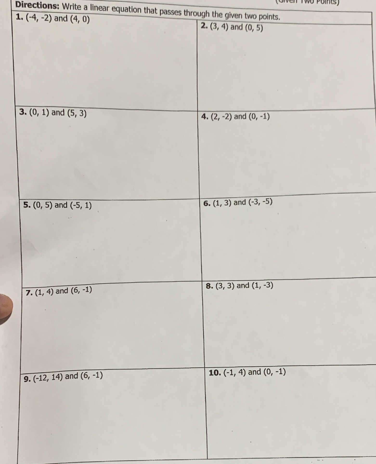 Don't understand Directions: Write a linear