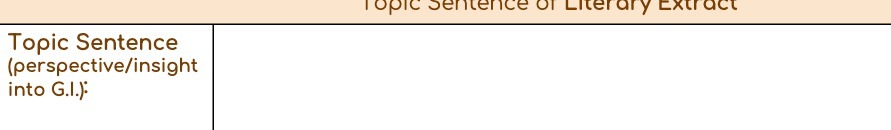 Topic Sentence of Literary Extract Topic Sentence