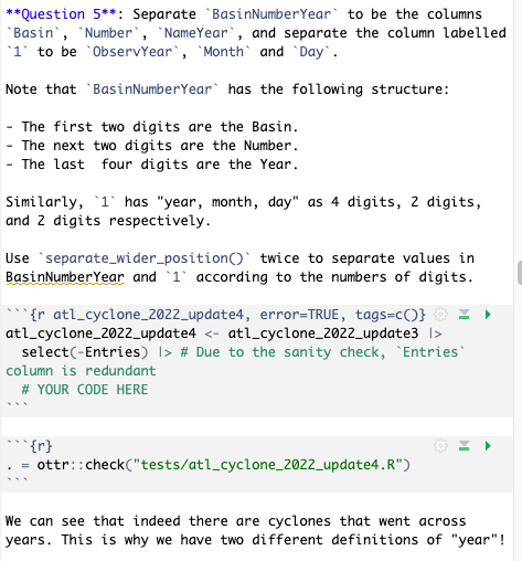 **Question 5**: Separate "BasinNumberYear to be