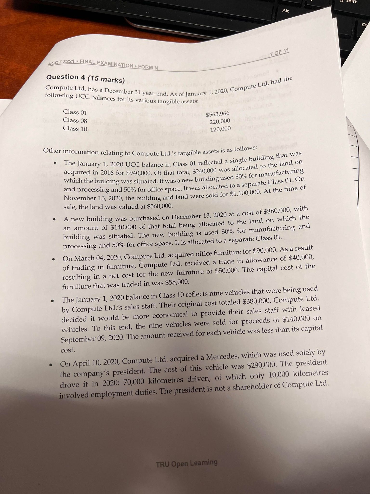 N K M 8 OF 11 ACCT 3221 . FINAL EXAMINATION .